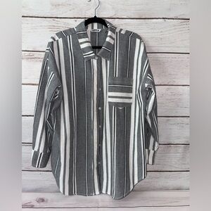 Ci Sono Striped Button Down Shirt Women’s Med. Oversized Casual Top Long Sleeve